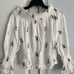 White floral off the shoulder long sleeve top from Altar’d State